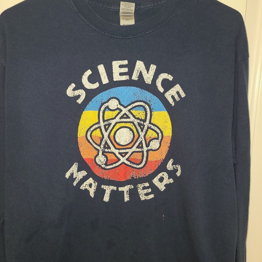 Science Matters, Long Sleeve T-shirt, Physics Chemistry Biology Nerd Navy Men L
